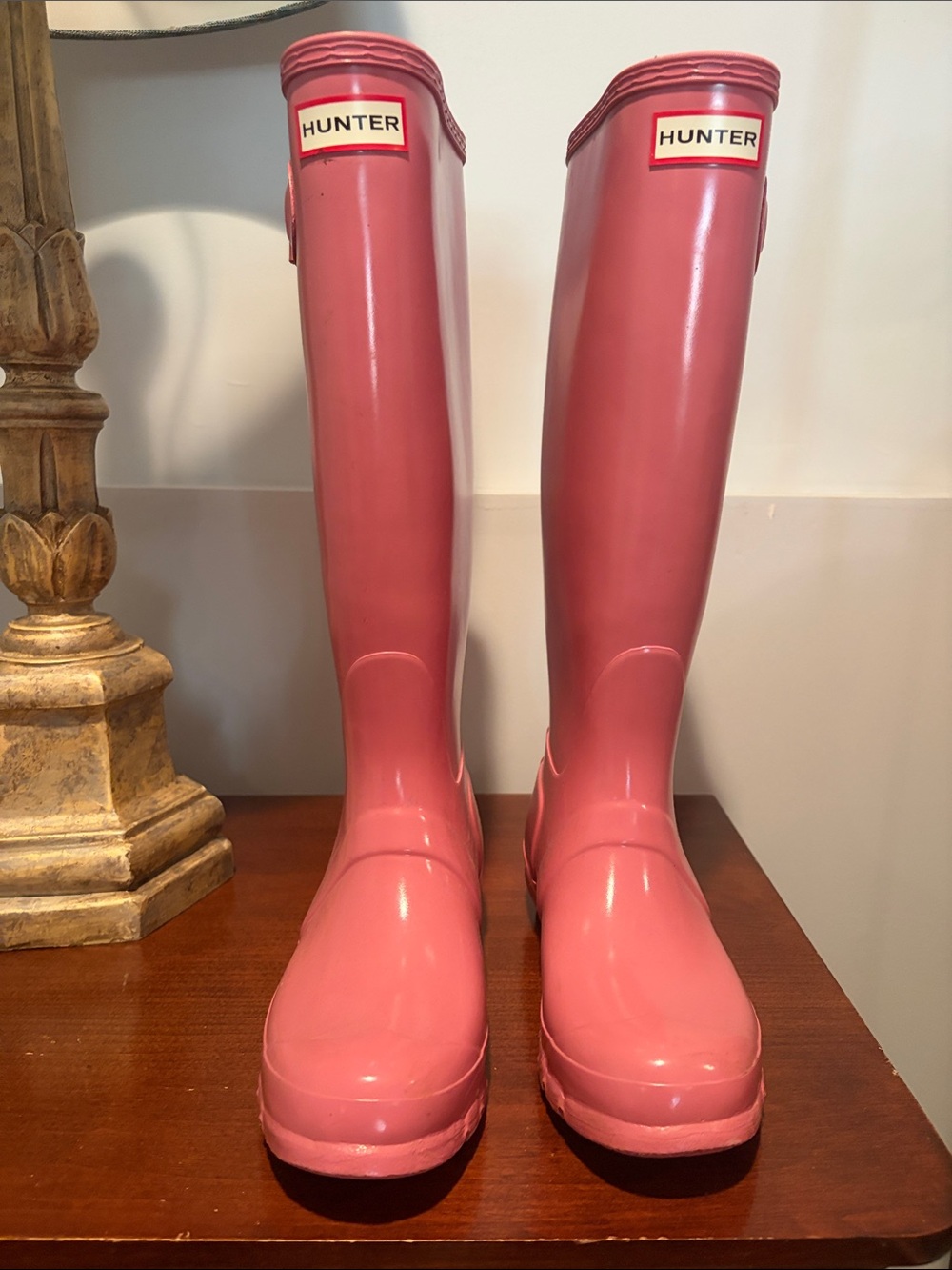 Hunter Pink Tall Gloss Rain Boots